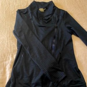 Athleta Jaquard Intention 2.0 Asymmetrical Zip Navy Blue sz M Jacket